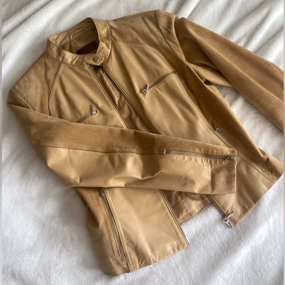 Tan Leather and Suede Leather Jacket (S)